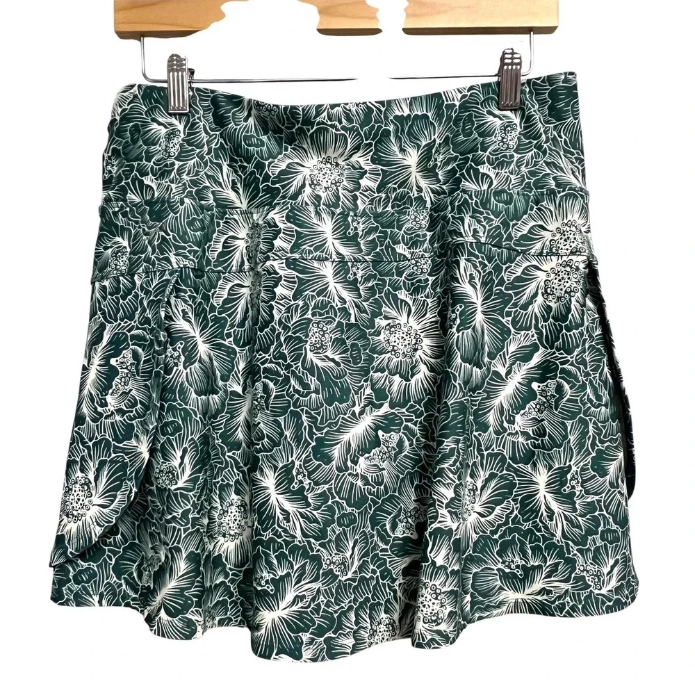 Freely Skort Womens Large Green Floral‎ Pull-On Lined Athletic Stretch Pockets
